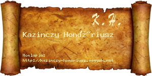 Kazinczy Honóriusz névjegykártya